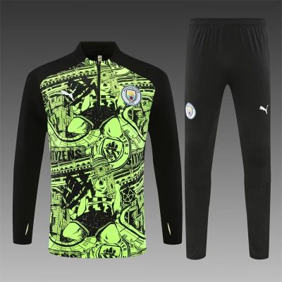 2024/2025 Manchester City Half-Pull Training Wear Green Football Shirt