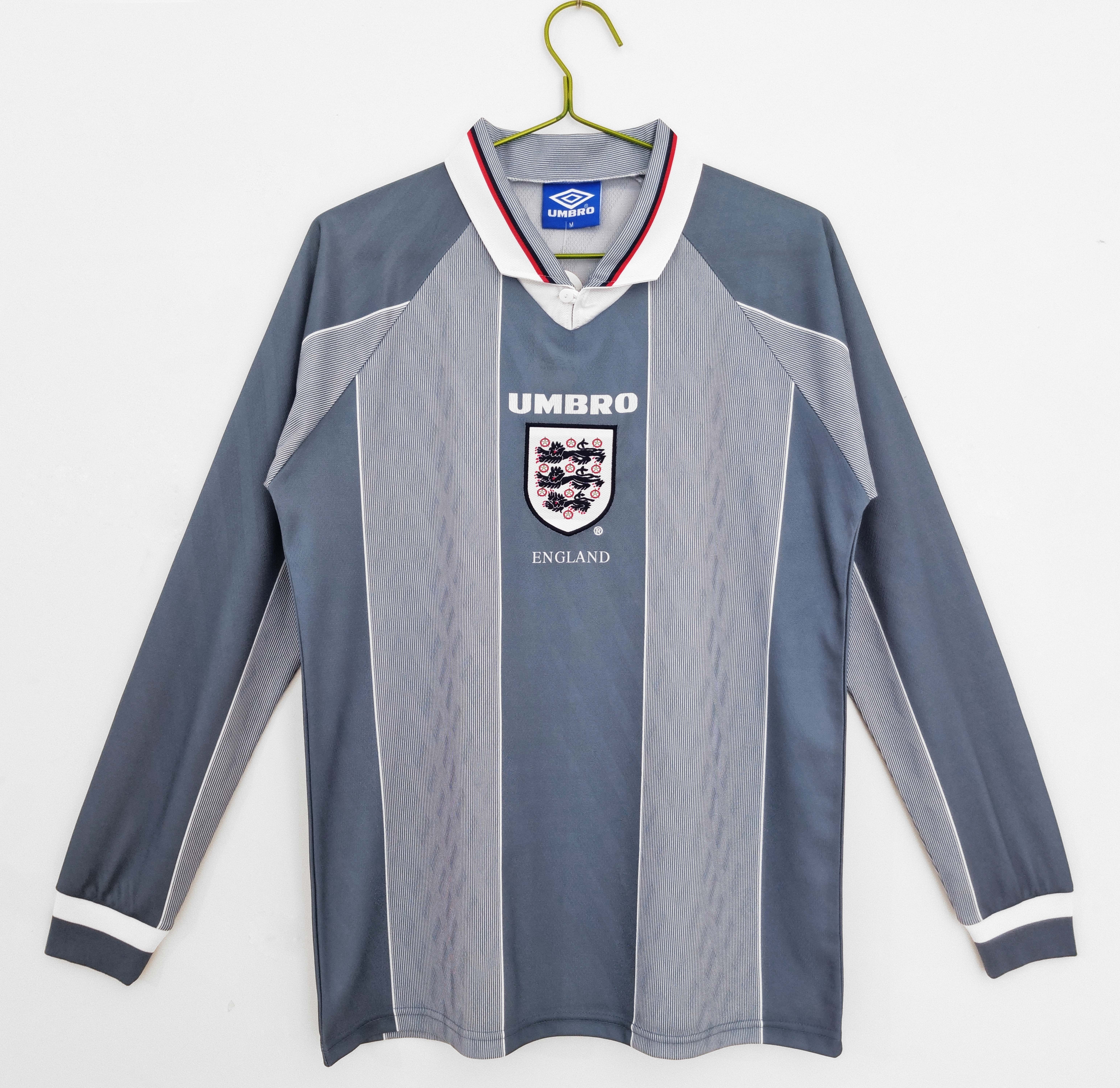 1996 Retro Long Sleeve England Away Football Shirt 1:1 Thai Quality
