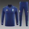 2024/2025 Italy Half-Pull Training Wear Royal Blue Football Shirt