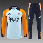 2024/2025 Real Madrid Half-Pull Training Wear Light Blue Football Shirt