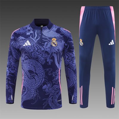 2024/2025 Real Madrid Half-Pull Training Wear Royal Blue Football Shirt