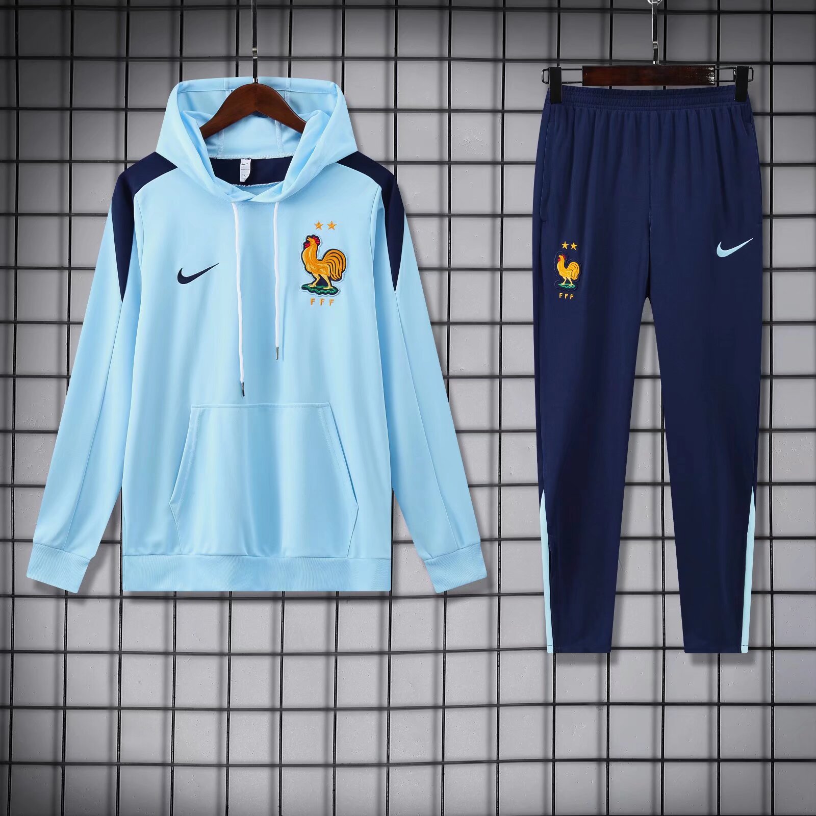 2024/2025 France Hooded Long Sleeves Training Suit Blue Football Shirt
