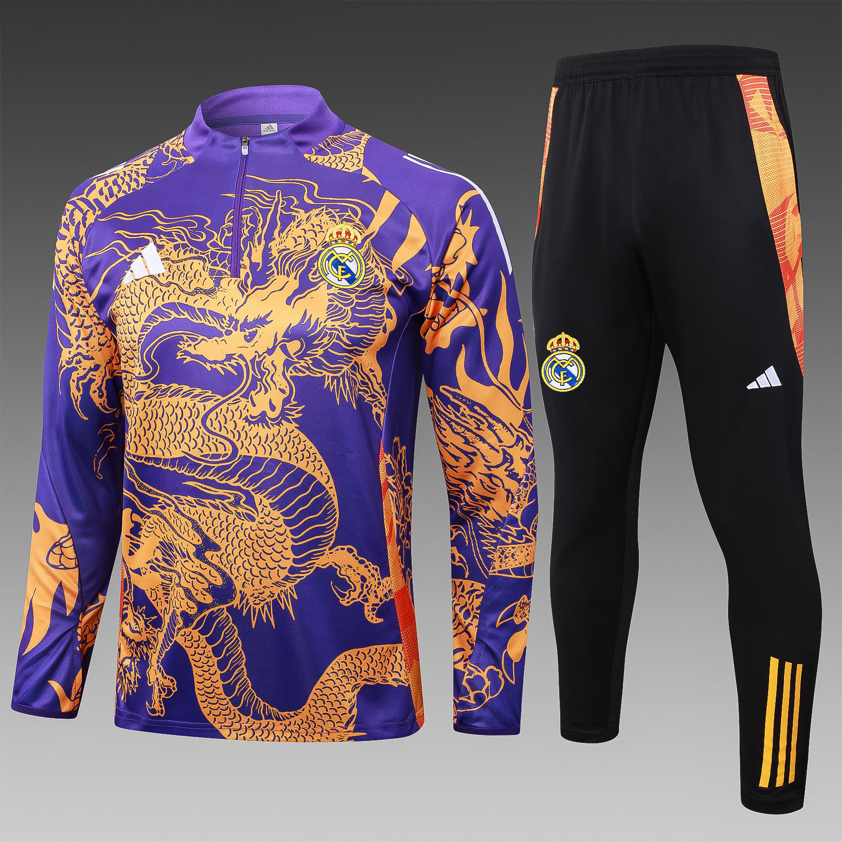 2024/2025 Real Madrid Half-Pull Training Wear Purple Football Shirt
