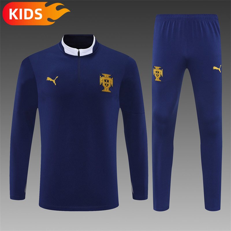 2025/2026 Portugal Half-Pull Training Wear Football Shirt Kids Size