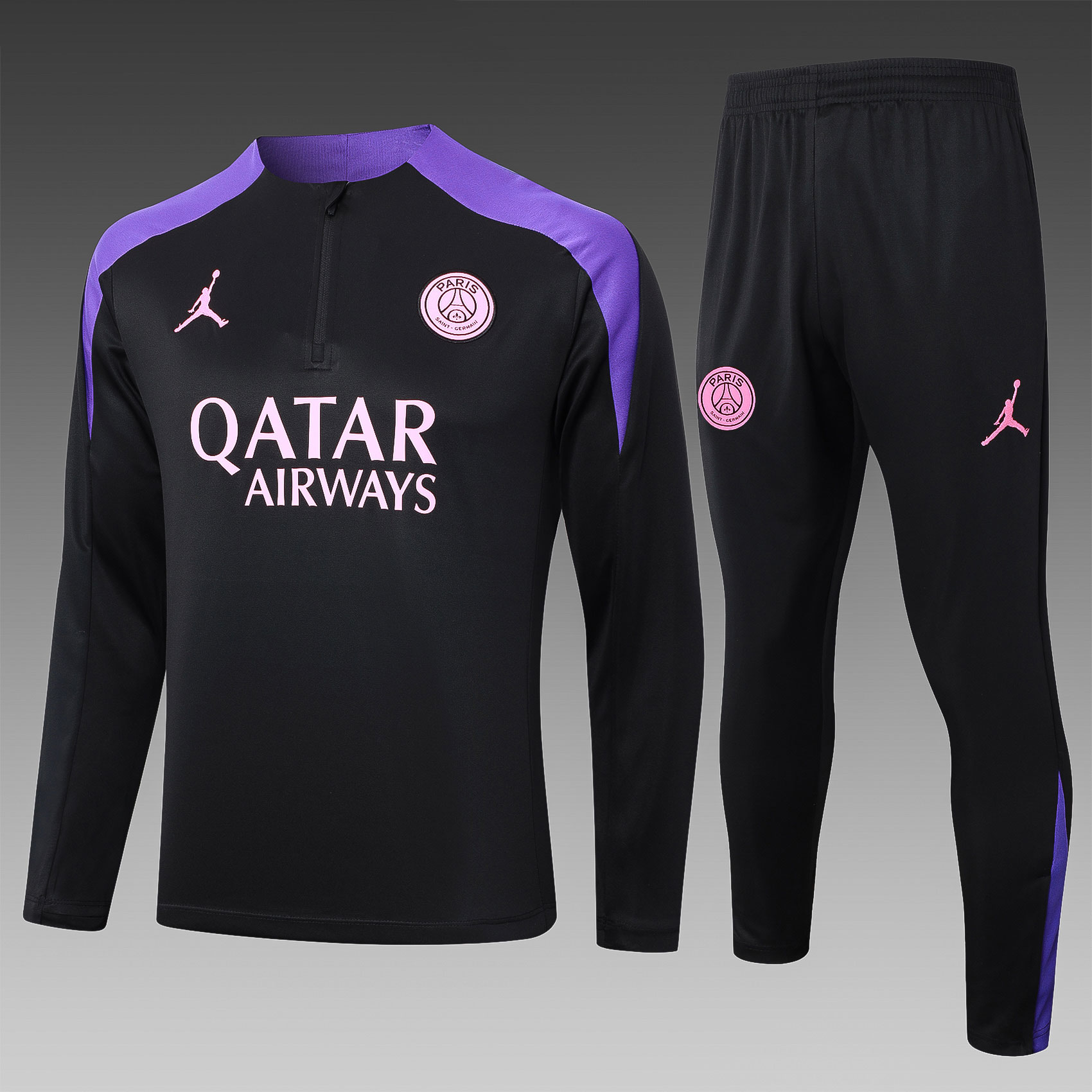 2024/2025 Paris Saint-Germain Half-Pull Training Wear Black Football Shirt
