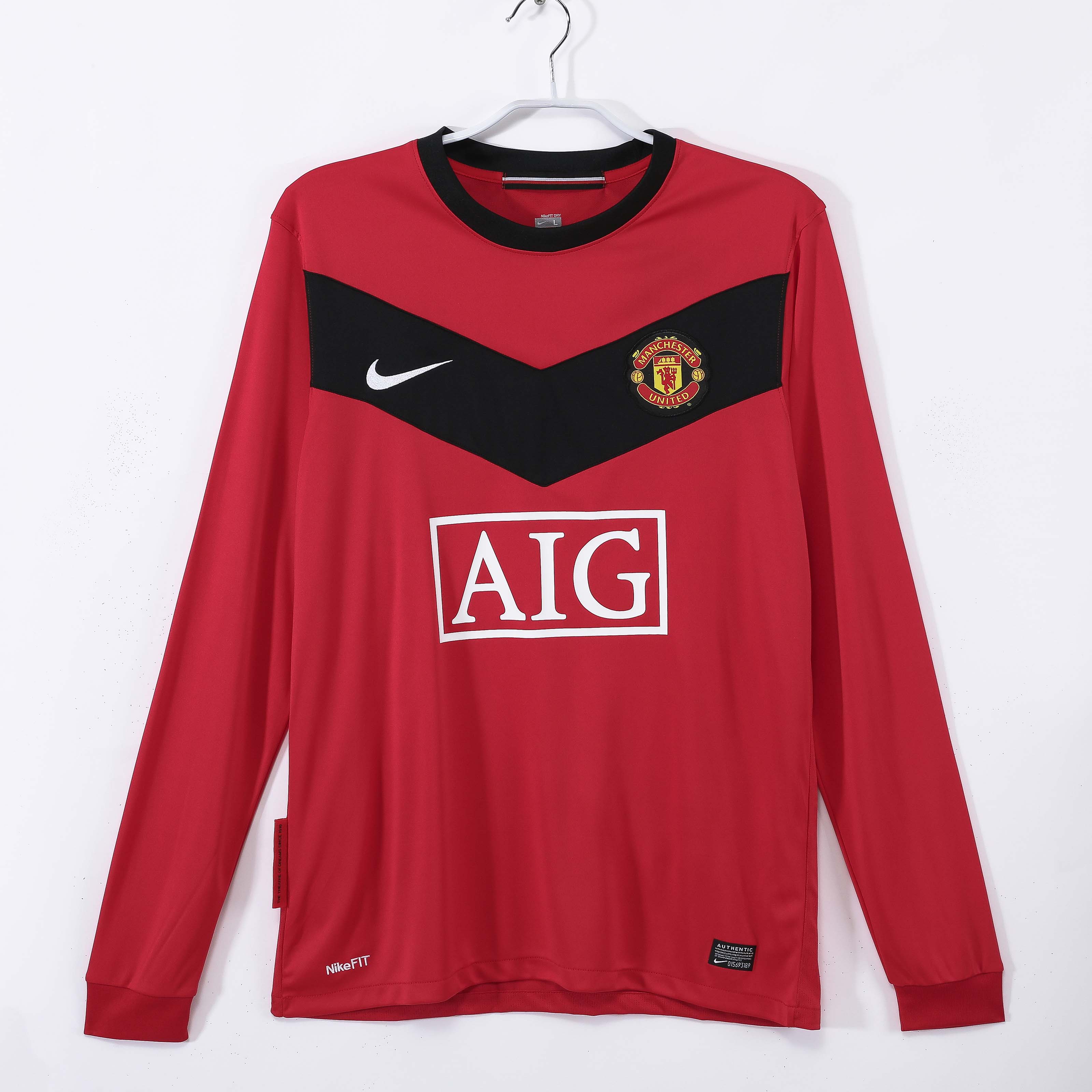 2009/2010 Retro Long Sleeve Manchester United Home Football Shirt 1:1 Thai Quality