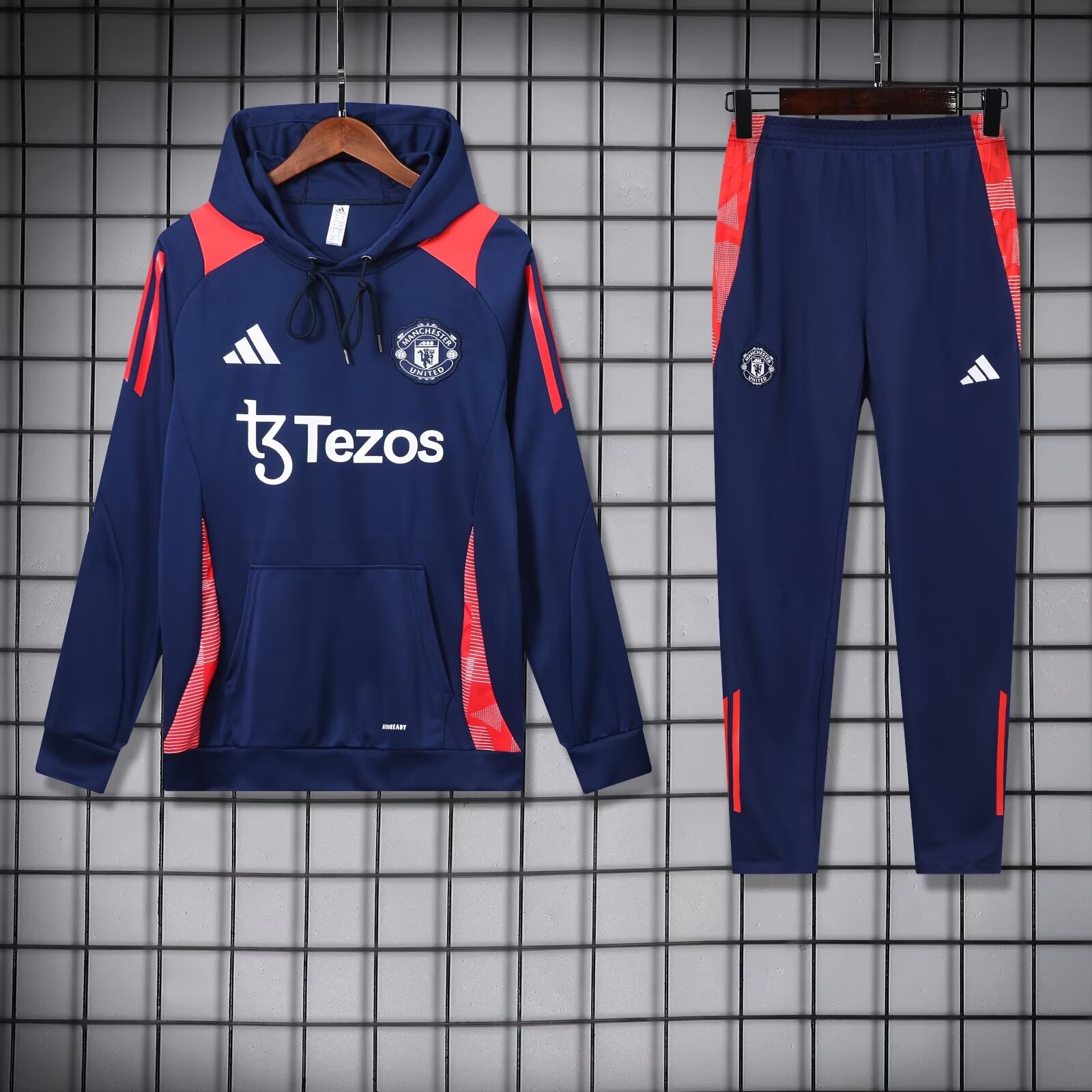 2024/2025 Manchester United Hooded Long Sleeves Training Suit Royal Blue Football Shirt