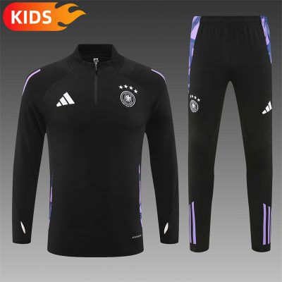 2024/2025 Germany Half-Pull Training Wear Black Football Shirt Kids Size