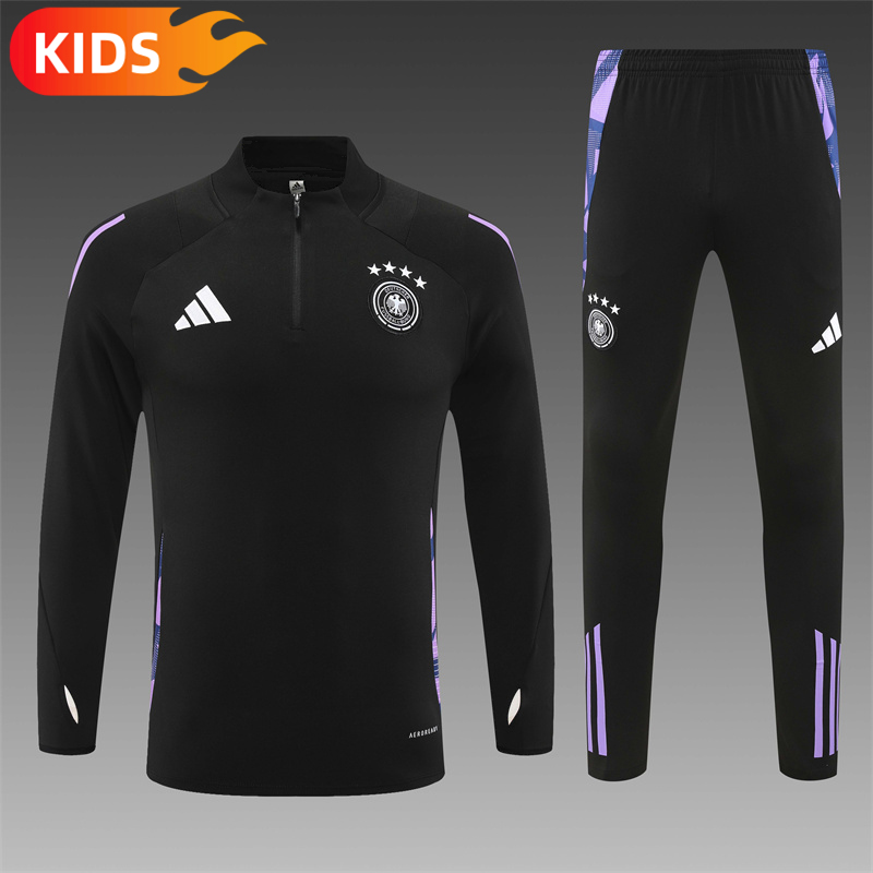 97a688b31bd36fcc9ef4dd49f7533d1d 2024/2025 Germany Half-Pull Training Wear Black Football Shirt Kids Size
