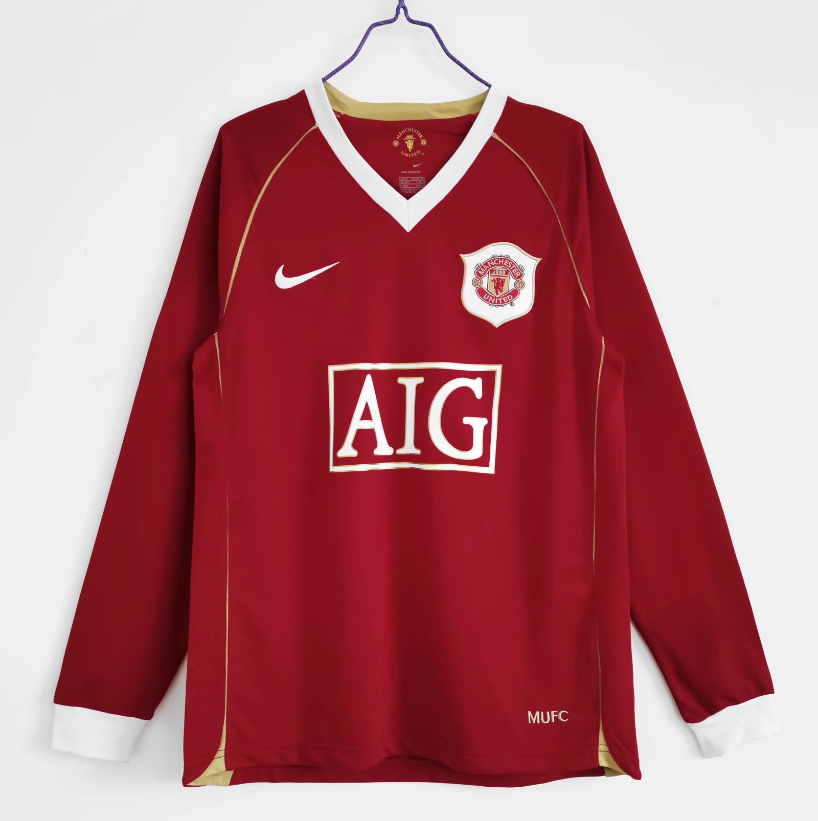 2006/2007 Retro Long Sleeve Manchester United Home Football Shirt 1:1 Thai Quality