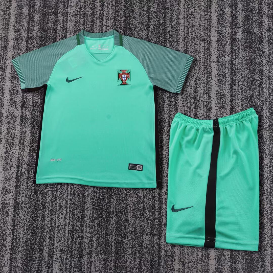 2016 Retro Portugal Away Football Shirt Kids Size 1:1 Thai Quality