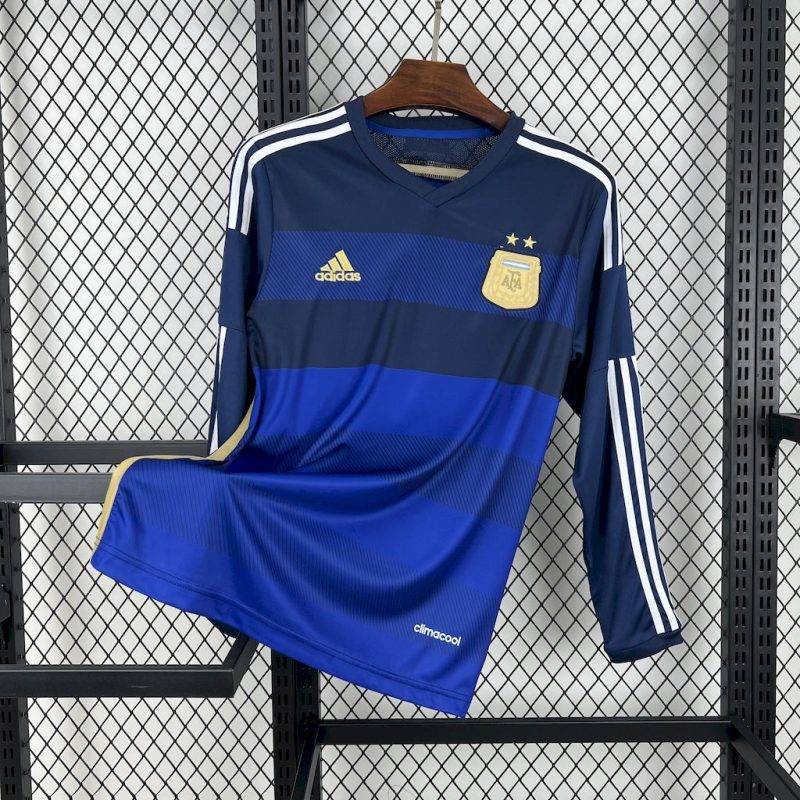 a21a73b4ebbe916bb89936f986ae9eca 2014 Retro Long Sleeve Argentina Away Football Shirt 1:1 Thai Quality