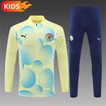 2024/2025 Manchester City Half-Pull Training Wear Light Yellow Football Shirt Kids Size
