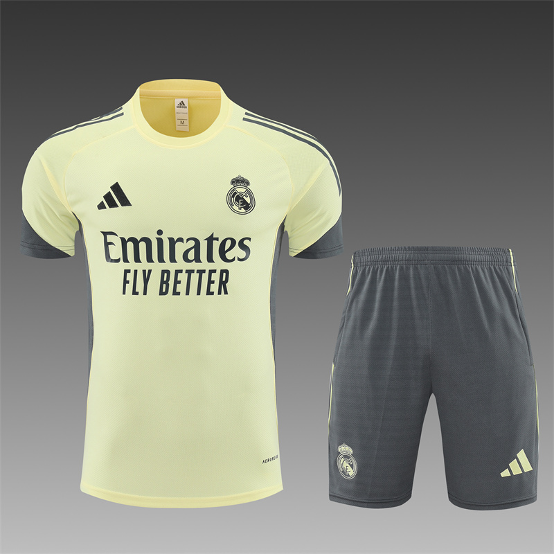 aa0283d5db4e29696dd9cedbd5e08364 2025/2026 Real Madrid Training Wear Yellow Set Shirt 1:1 Thai Quality