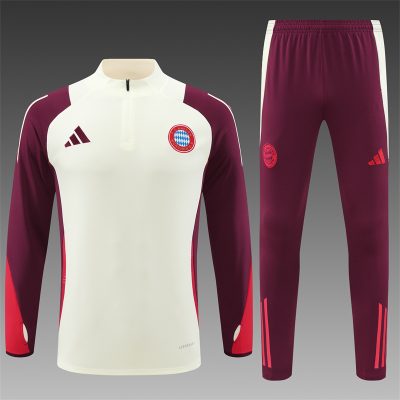 2024/2025 Bayern Munchen Half-Pull Training Wear Beige Football Shirt