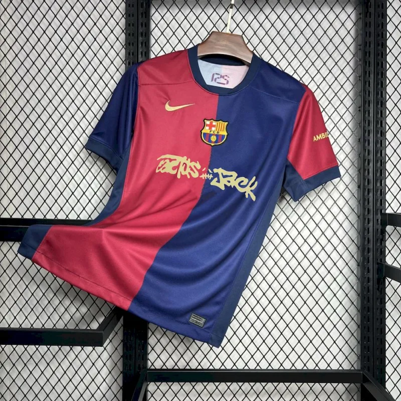 2025 Barcelona Home x Travis Scott Custom Football Shirt 1:1 Thai Quality