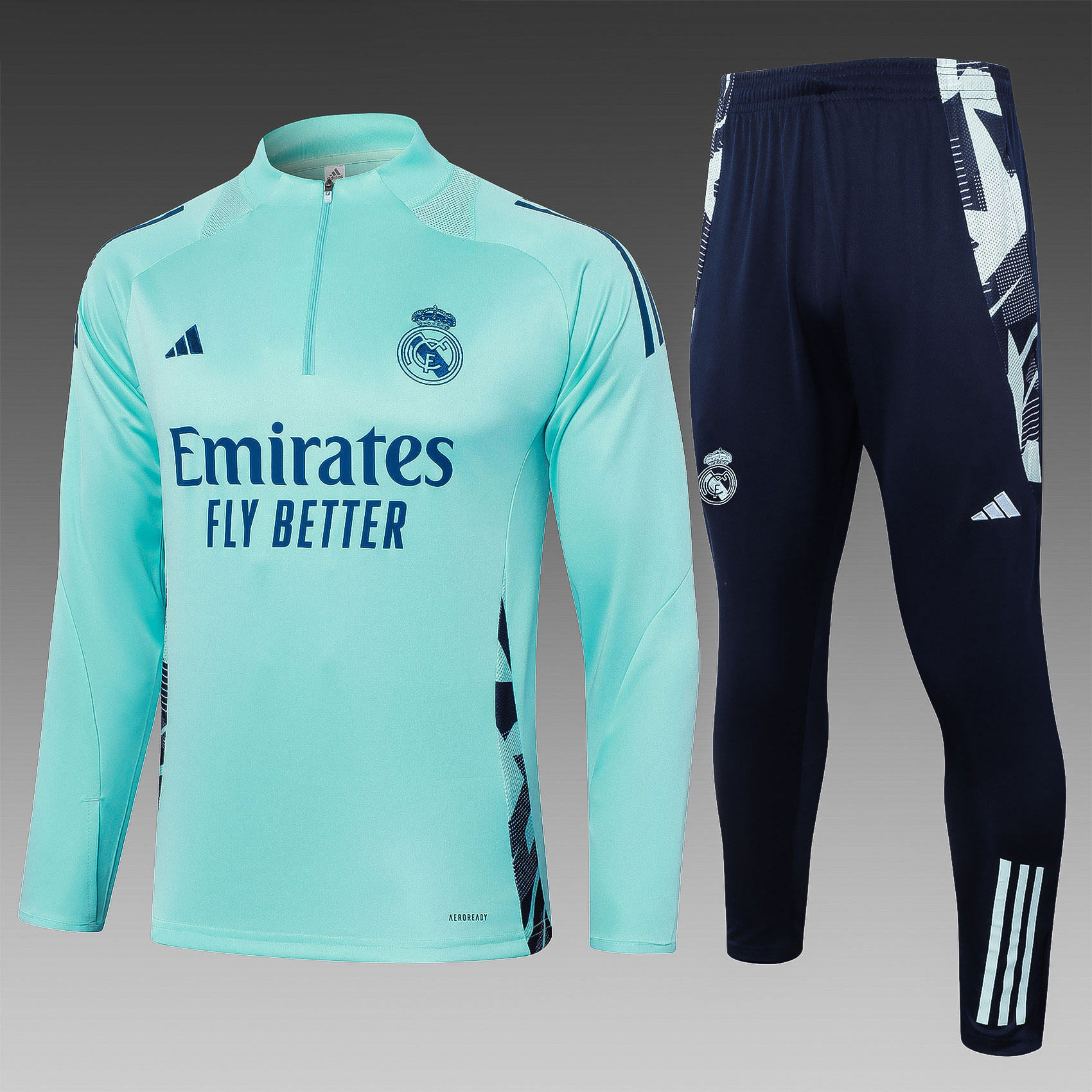 2024/2025 Real Madrid Half-Pull Training Wear Light Green Football Shirt