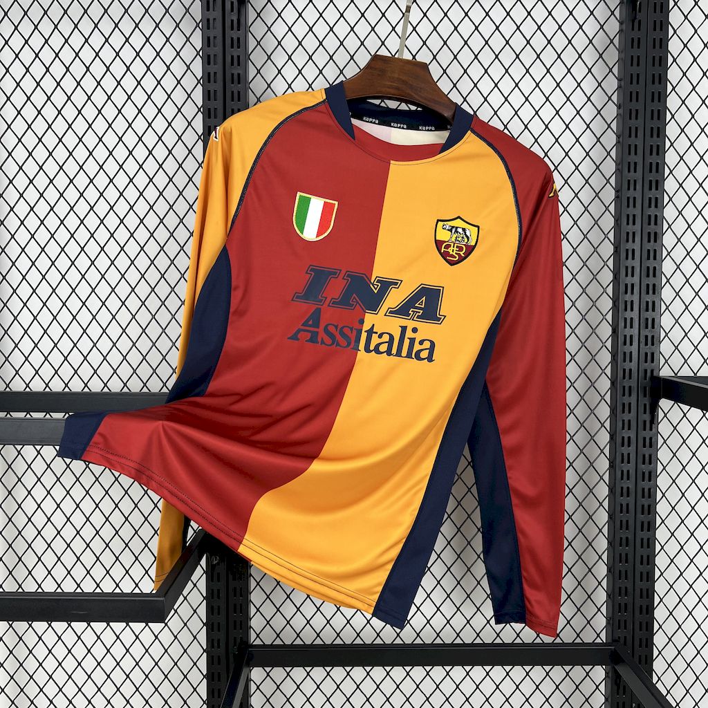 2001/2002 Retro Long Sleeve AS Roma Home Football Shirt 1:1 Thai Quality