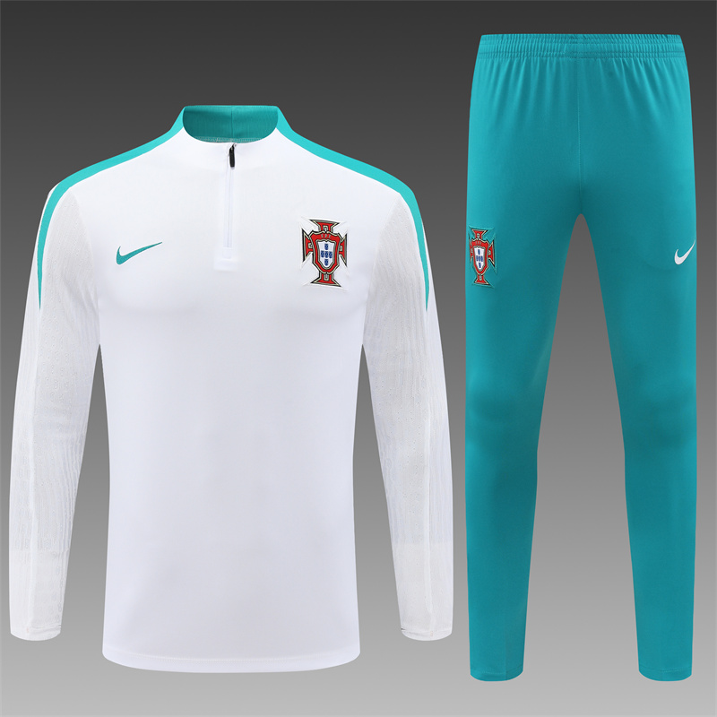 2024/2025 Portugal Half-Pull Training Wear White Football Shirt