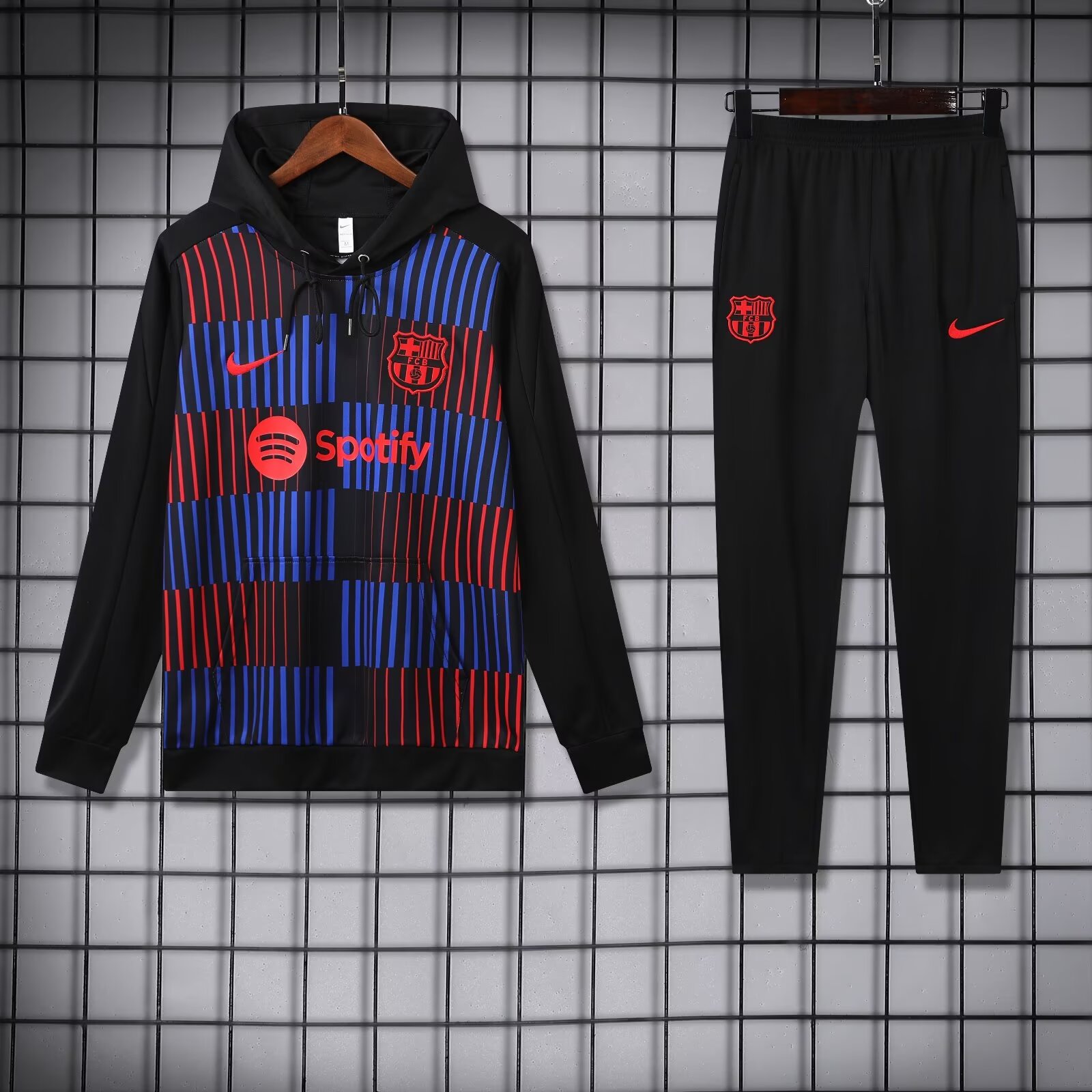 2024/2025 Barcelona Hooded Long Sleeves Training Suit Black Football Shirt