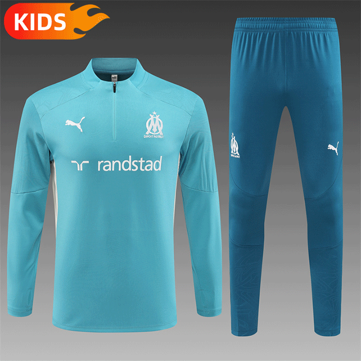 2024/2025 Olympique Marseille Half-Pull Training Wear Hu Lushe Football Shirt Kids Size