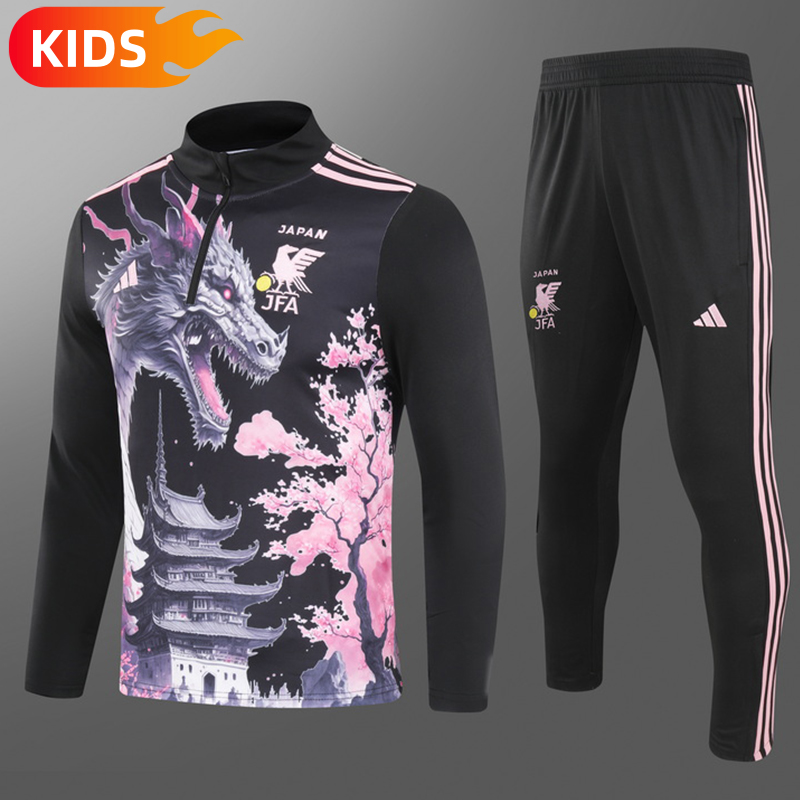 b3907dfd7278a4de9feebd53361928a1 2024/2025 Japan Half-Pull Black Football Shirt Kids Size