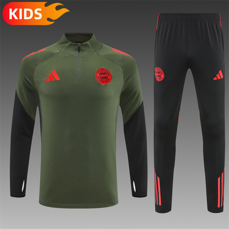 2025/2026 Bayern Munchen Half-Pull Training Wear Football Shirt Kids Size