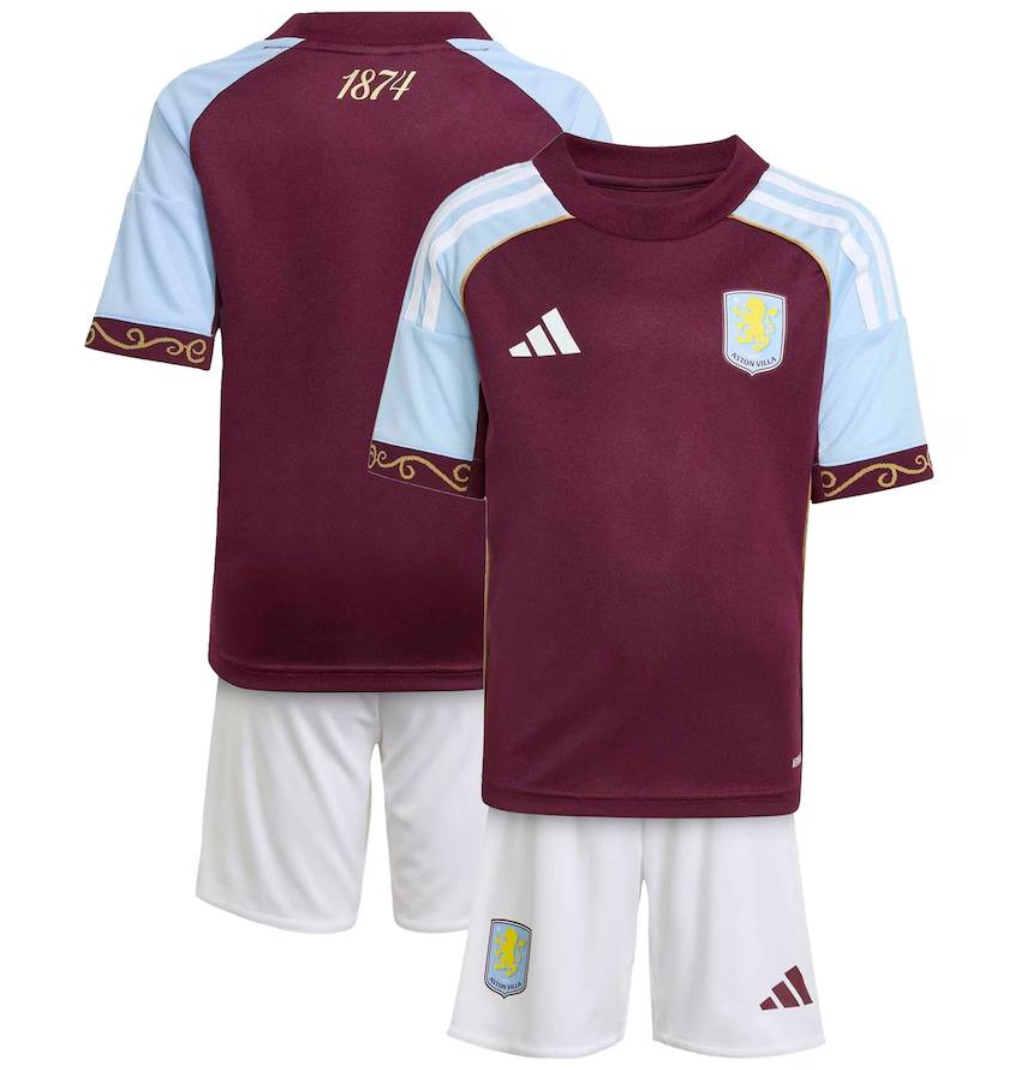 2025/2026 Aston Villa Home Football Shirt Kids Size 1:1 Thai Quality