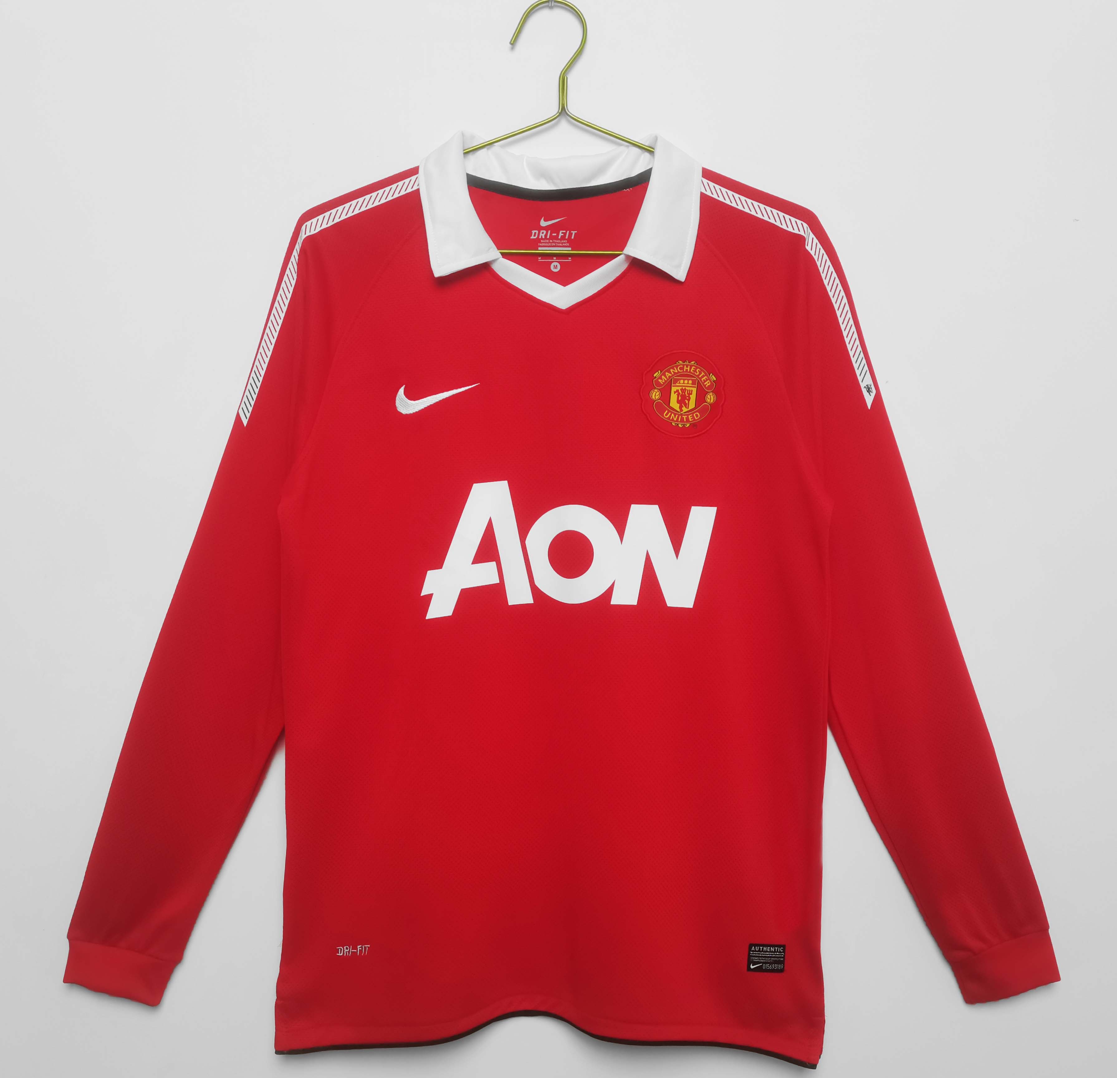 2010/2011 Retro Long Sleeve Manchester United Home Football Shirt 1:1 Thai Quality