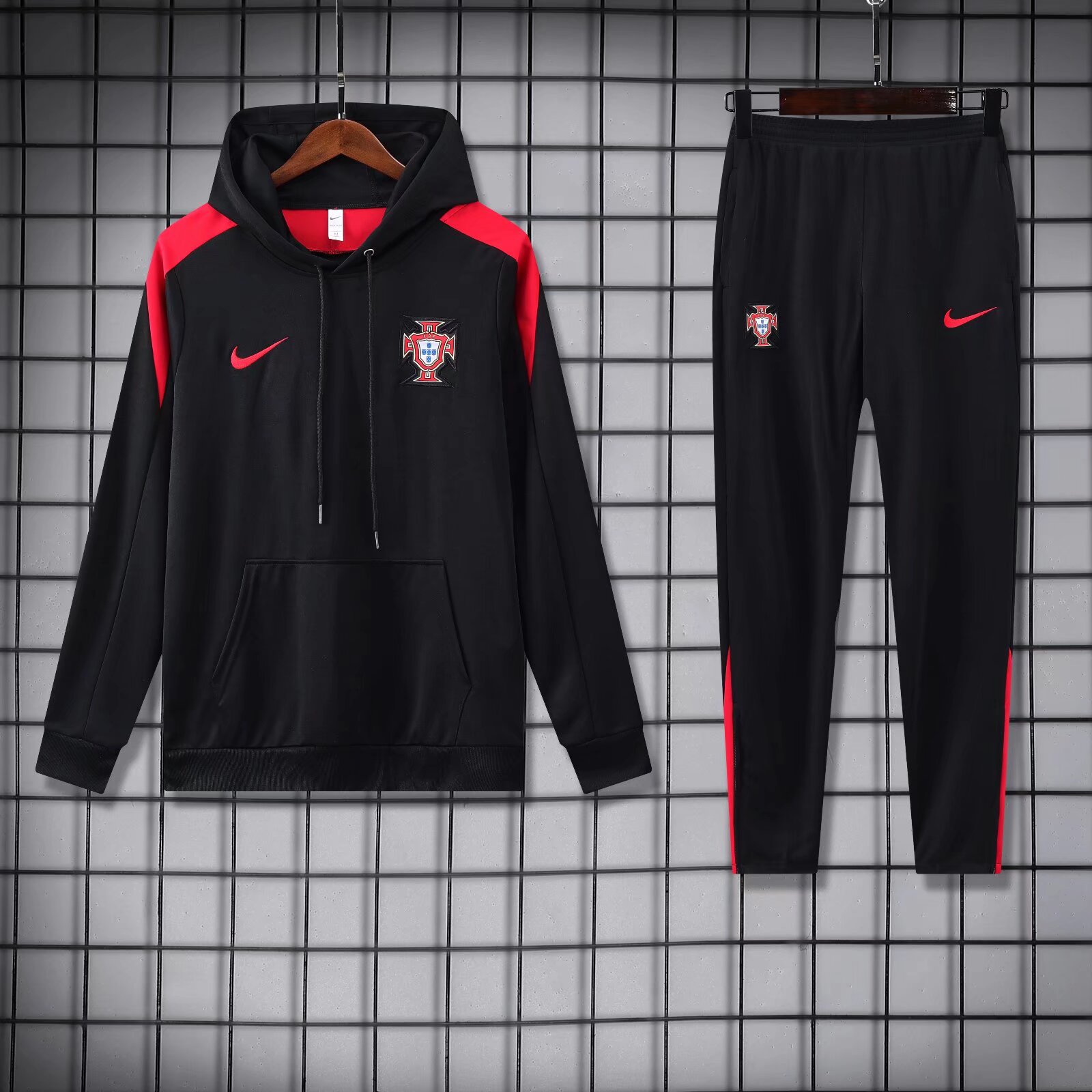 2024/2025 Portugal Hooded Long Sleeves Training Suit Blue Football Shirt