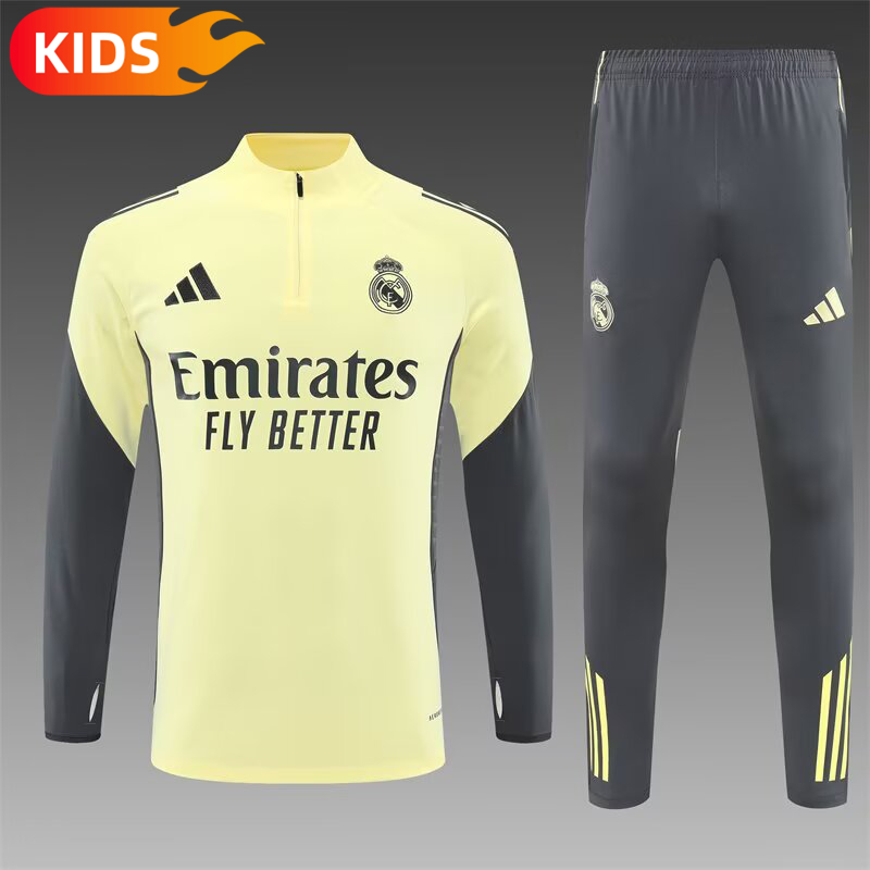 2025/2026 Real Madrid Half-Pull Training Wear Football Shirt Kids Size