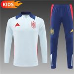 2024/2025 Spain Half-Pull Training Wear Light Blue Football Shirt Kids Size