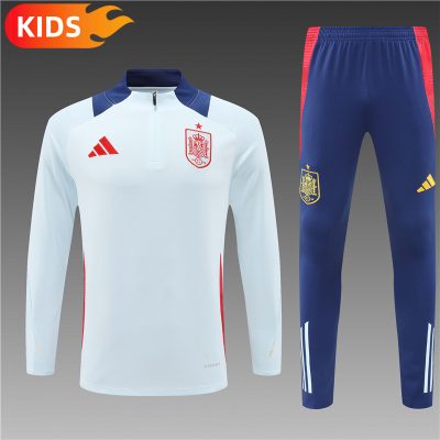 2024/2025 Spain Half-Pull Training Wear Light Blue Football Shirt Kids Size