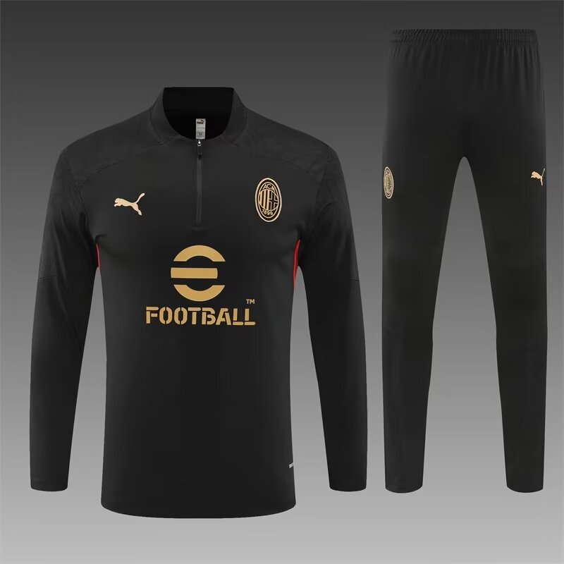 c5bb00fda8fbe5edaf632cbe9d6685b8 2024/2025 AC Milan Half-Pull Training Wear Black Football Shirt
