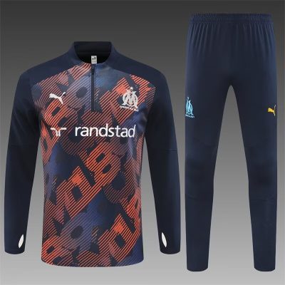 2024/2025 Olympique Marseille Half-Pull Training Wear Royal Blue Football Shirt