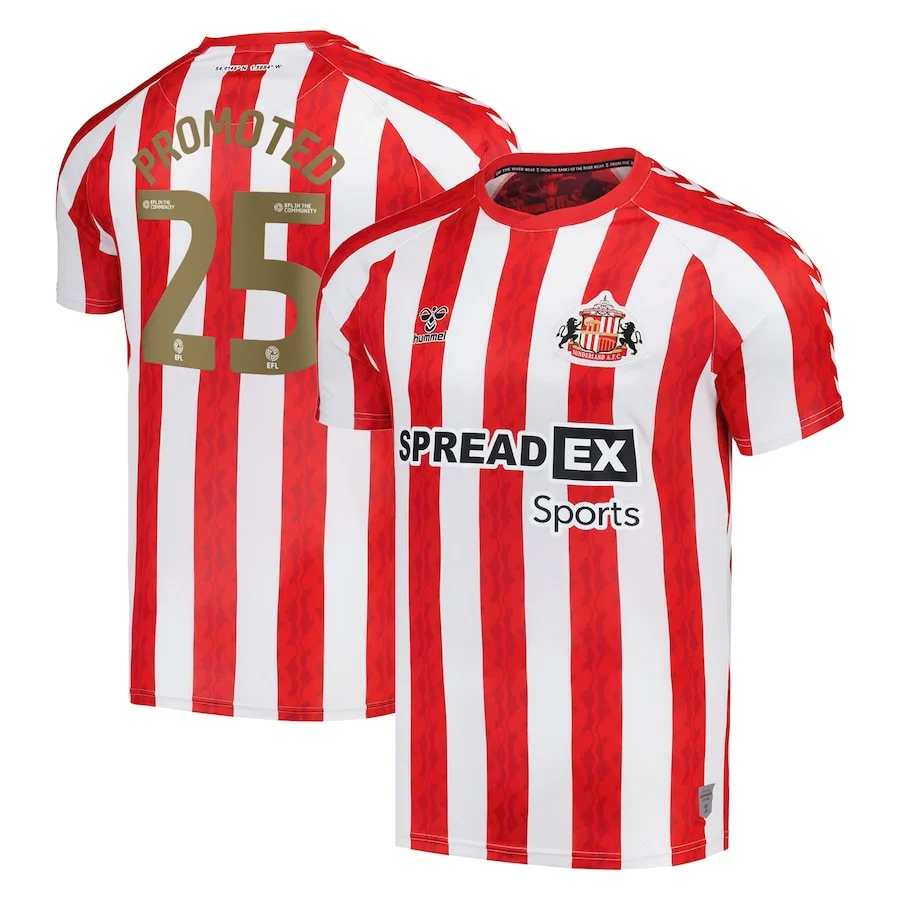 2024/2025 Sunderland Home 'Play Off Winners' Shirt with Promoted 25 printing 1:1 Thai Quality
