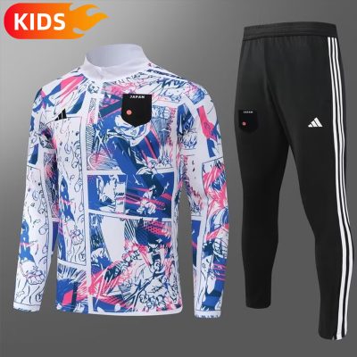 2024 Japan Half-Pull Training Suit White Football Shirt Kids Size