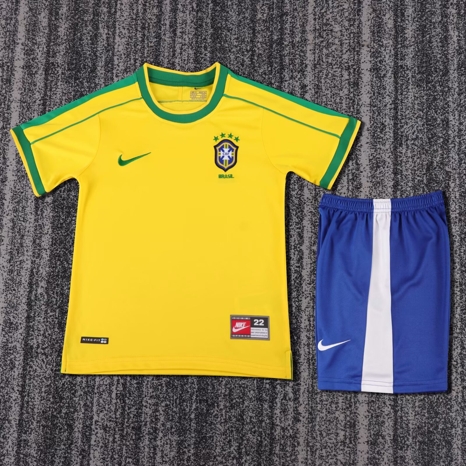 1998 Retro Brazil Home Football Shirt Kids Size 1:1 Thai Quality