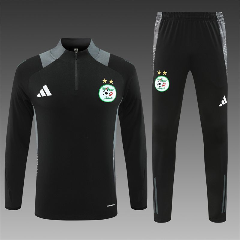 2024/2025 Algeria Half-Pull Training Wear Black Football Shirt