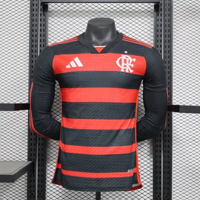 2024/2025 Long Sleeve Player Version Flamengo Home Football Shirt 1:1 Thai Quality