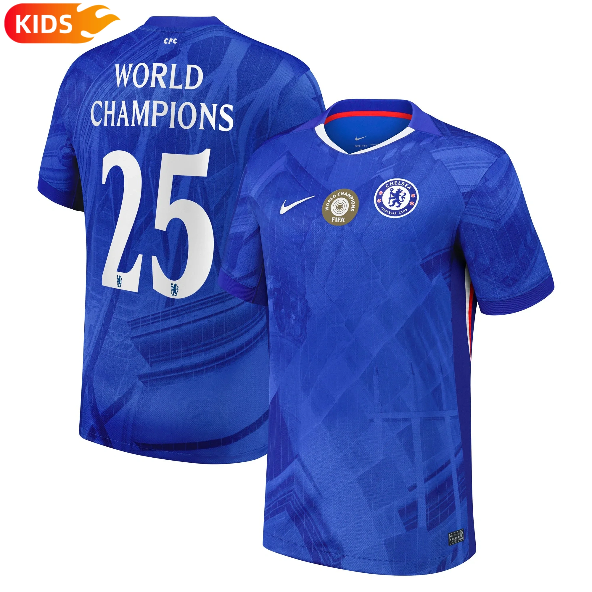 2025/2026 Chelsea Home Champions 25 chest badge Football Shirt Kids Size 1:1 Thai Quality