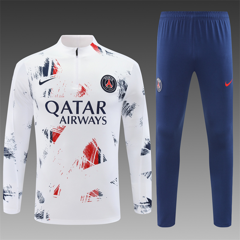 2024/2025 Paris Saint-Germain Half-Pull Training Wear White Football Shirt
