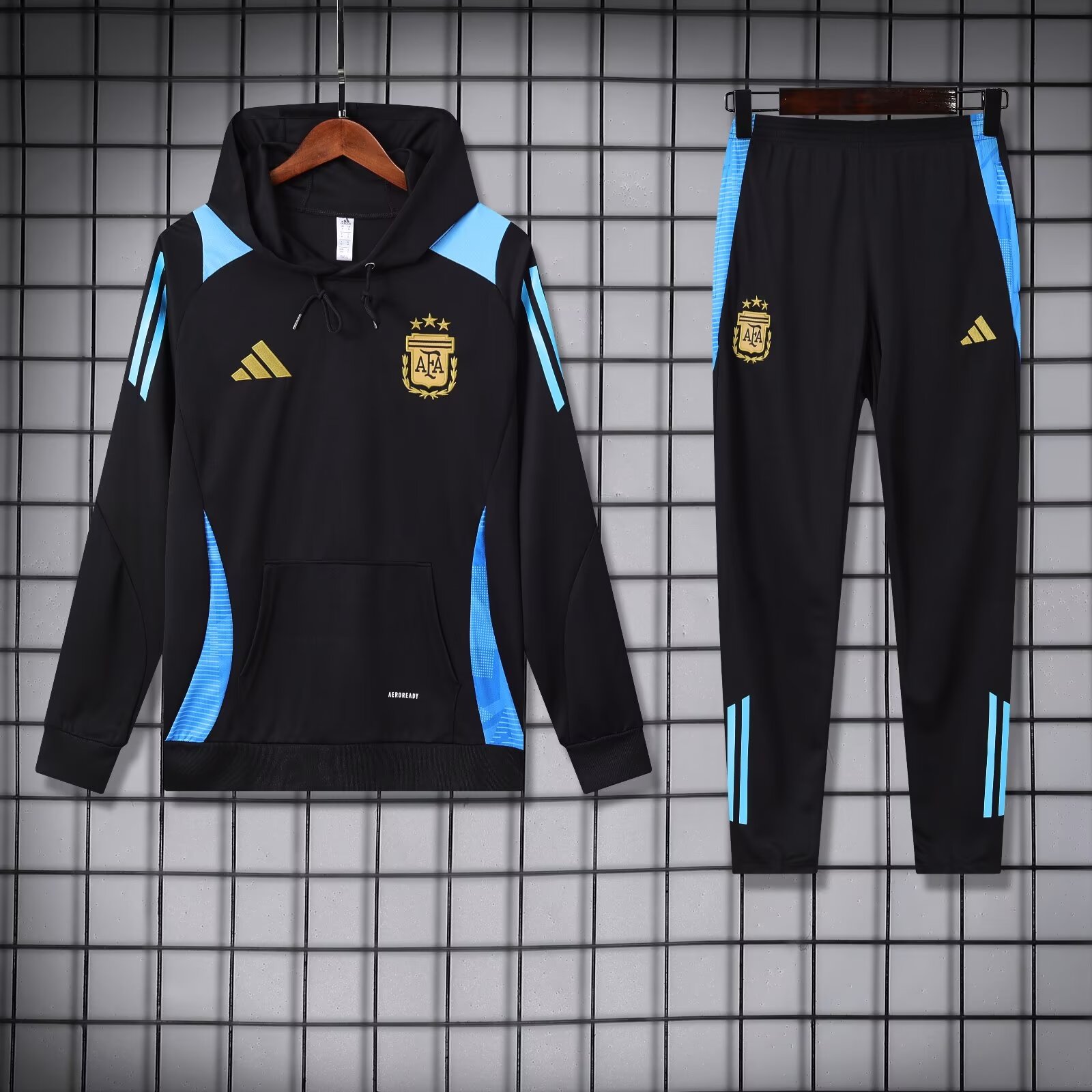 2024/2025 Argentina Hooded Long Sleeves Training Suit Black Football Shirt