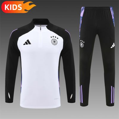 2024 Germany Half-Pull Training Suit White Football Shirt Kids Size
