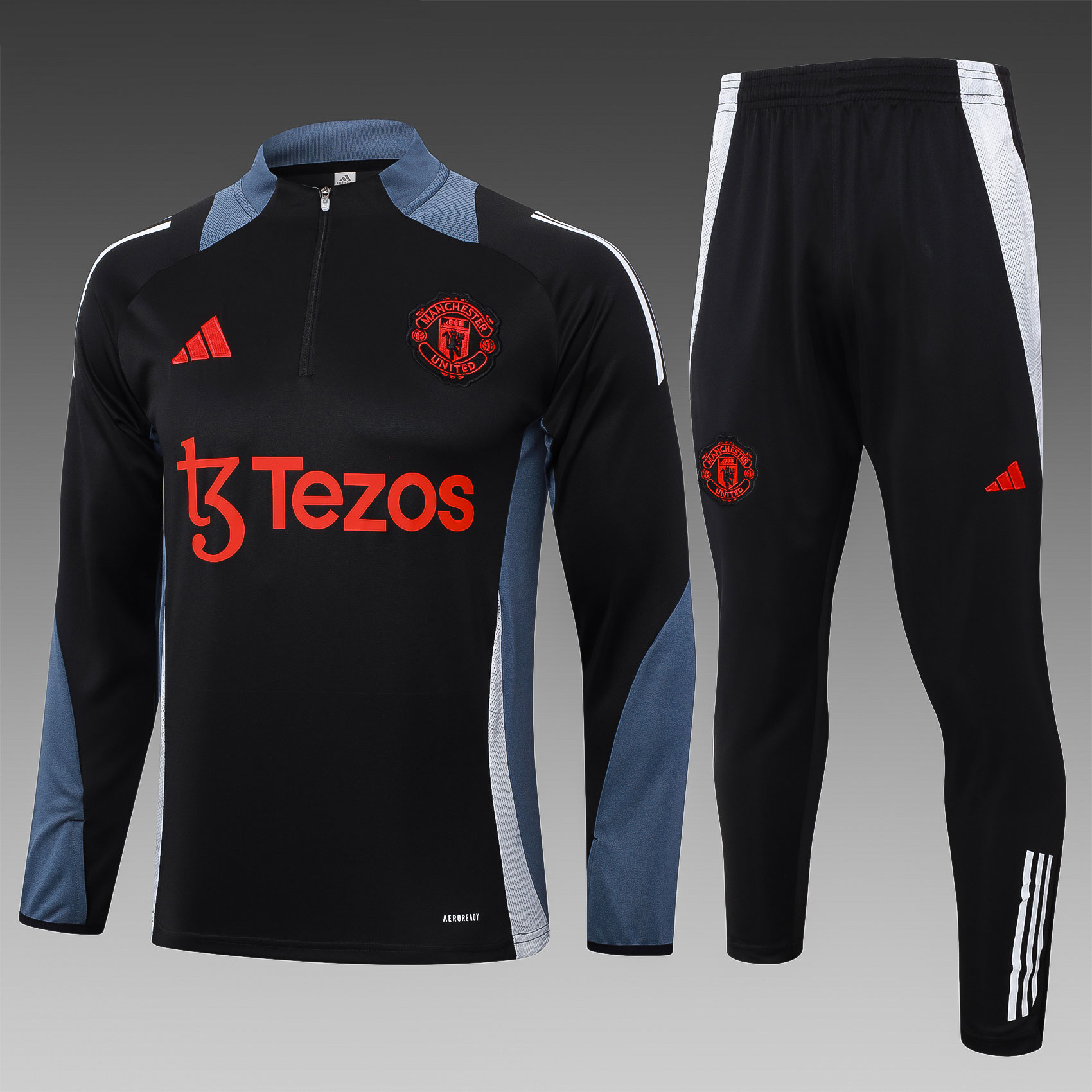 2024/2025 Manchester United Half-Pull Training Wear Black Football Shirt