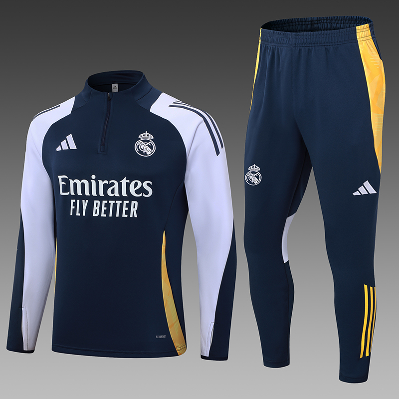 2024/2025 Real Madrid Half-Pull Training Wear Royal Blue Football Shirt
