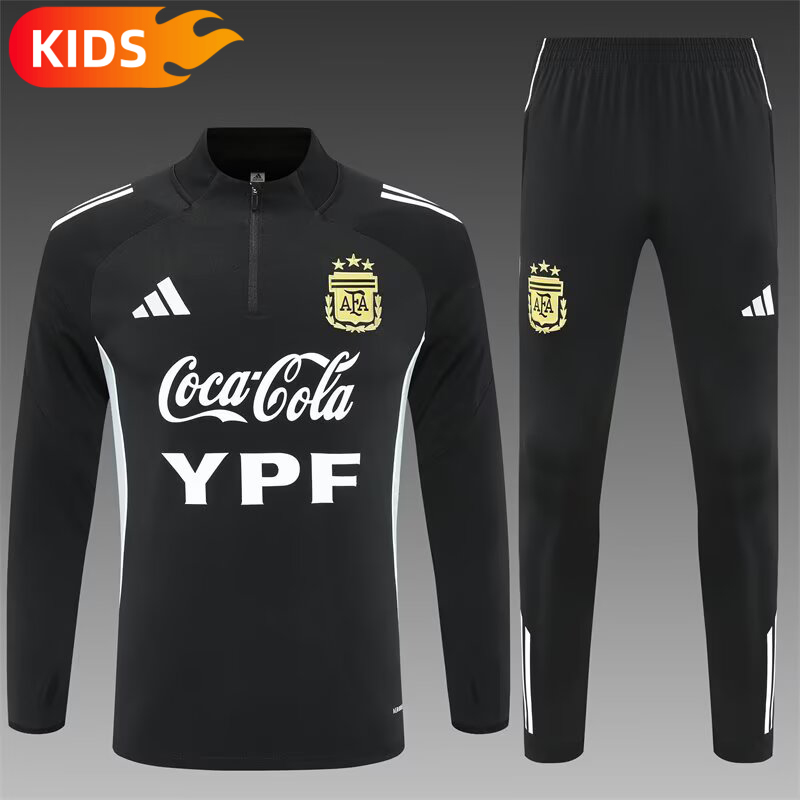 2025/2026 Argentina Half-Pull Training Wear Football Shirt Kids Size