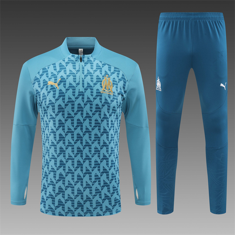 2024/2025 Olympique Marseille Half-Pull Training Wear Green Football Shirt