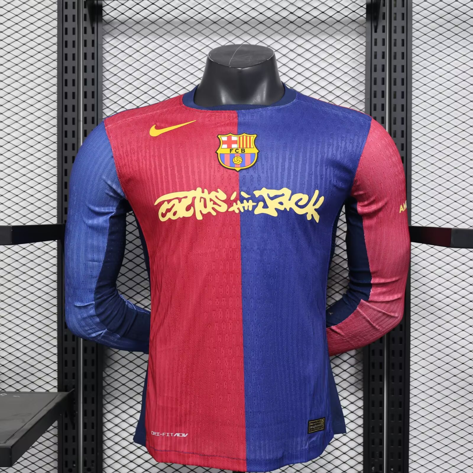 2024/2025 Long Sleeve Player Version Barcelona x Travis Scott Home Football Shirt 1:1 Thai Quality