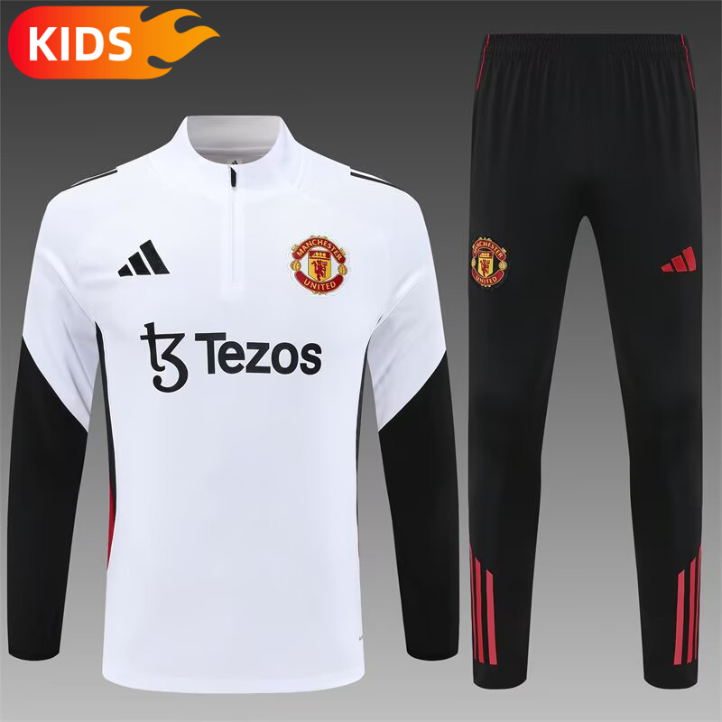 2025/2026 Manchester United Half-Pull Training Wear Football Shirt Kids Size